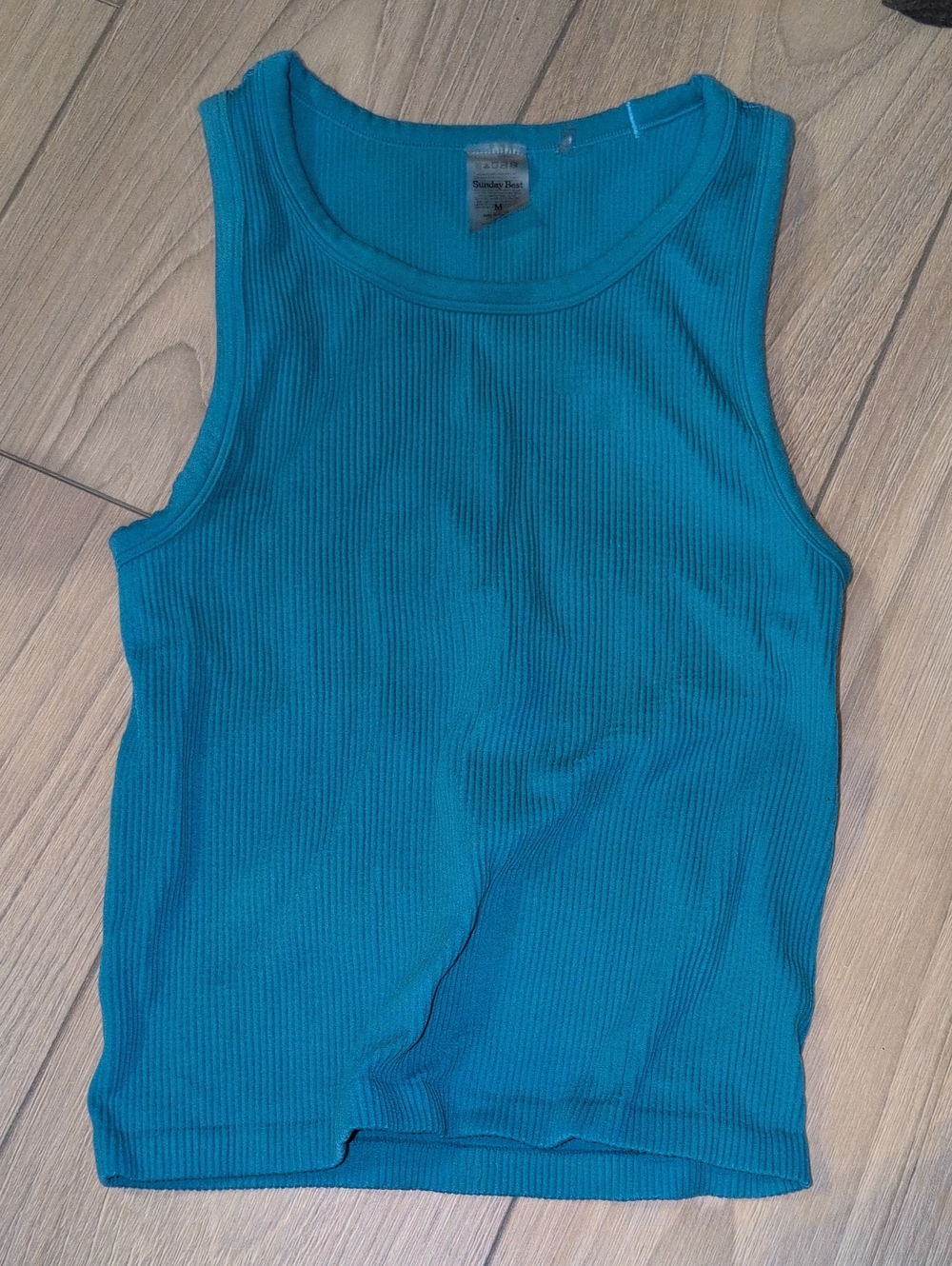 Sunday Best Women's Teal Ribbed Sleeveless Tank
